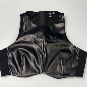 Windsor High Neck Faux Leather Crop Top